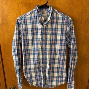 American Eagle Outfitters Blue and Cream Plaid Shirt